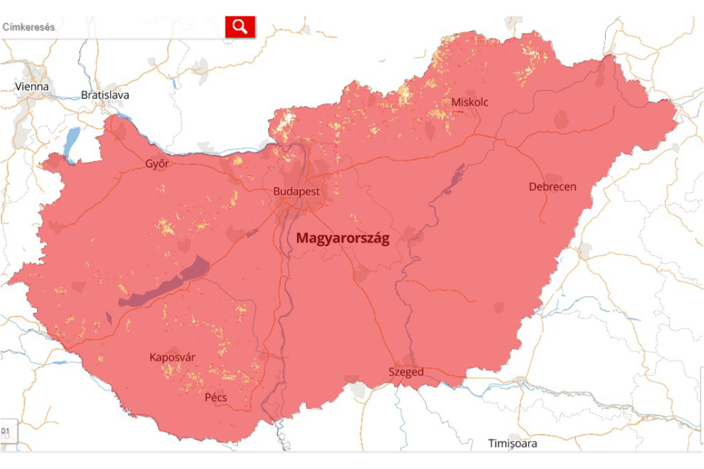 A 4iG Csoport által biztosított keskenysávú szenzoros adatátviteli szolgáltatás lefedettsége